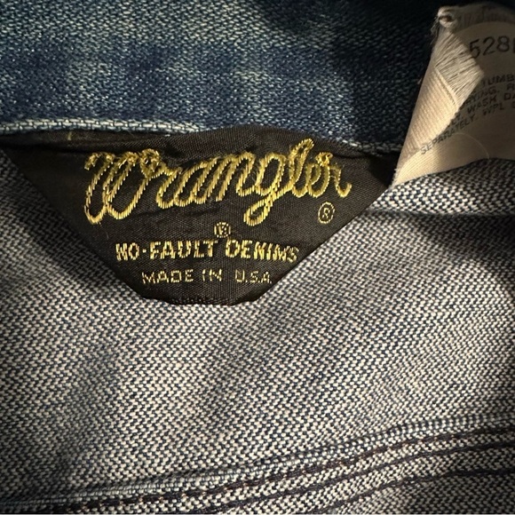 Vintage 70s Wrangler No Fault Denim Jean Jacket Blue Sz 42 Made USA 74126NV - Picture 7 of 12